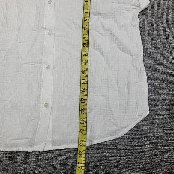 Jessica Simpson Womens Shirt Top Small Size White Button Short Sleeves Gauze - Picture 6 of 11